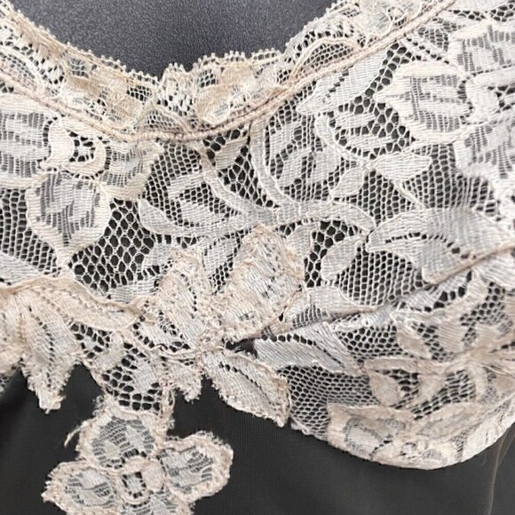 Pantone Mocha Brown VTG 60s Slip Dress Floral Lace Women’s 10 Sleeveless Fairy - Picture 6 of 10